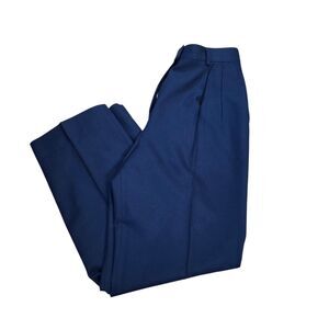 Vintage Petite Pendleton Wool Trousers Navy Blue Pleated Dress Pants Size 12 USA